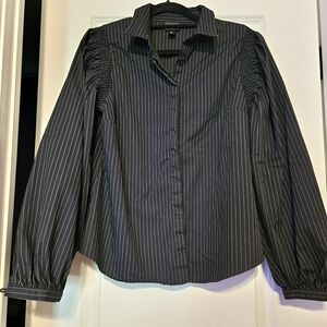 Worthington Black and White Pinstripe Blouse